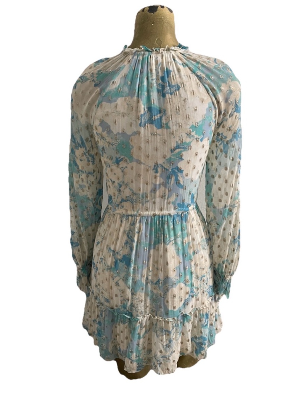 HEMANT & NANDITA Floral Georgette METALLIC MINI DRESS Size Small - Picture 7 of 16